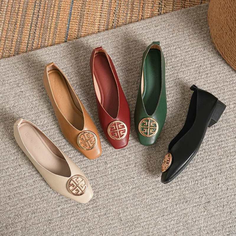 Maple Genuine Leather Comfort Flats