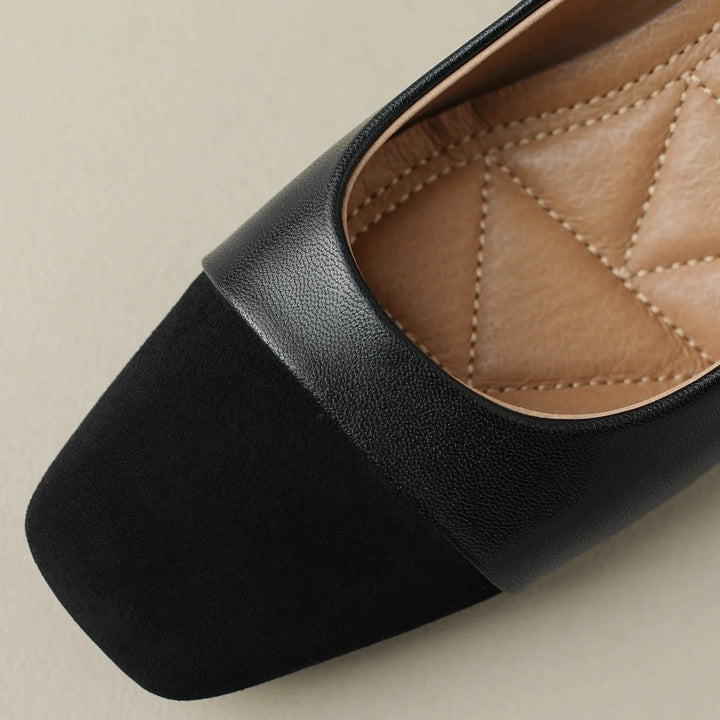 Eclipse Leather Square Toe Heels