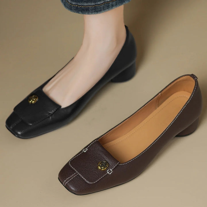 Camellia Leather Comfort Flats
