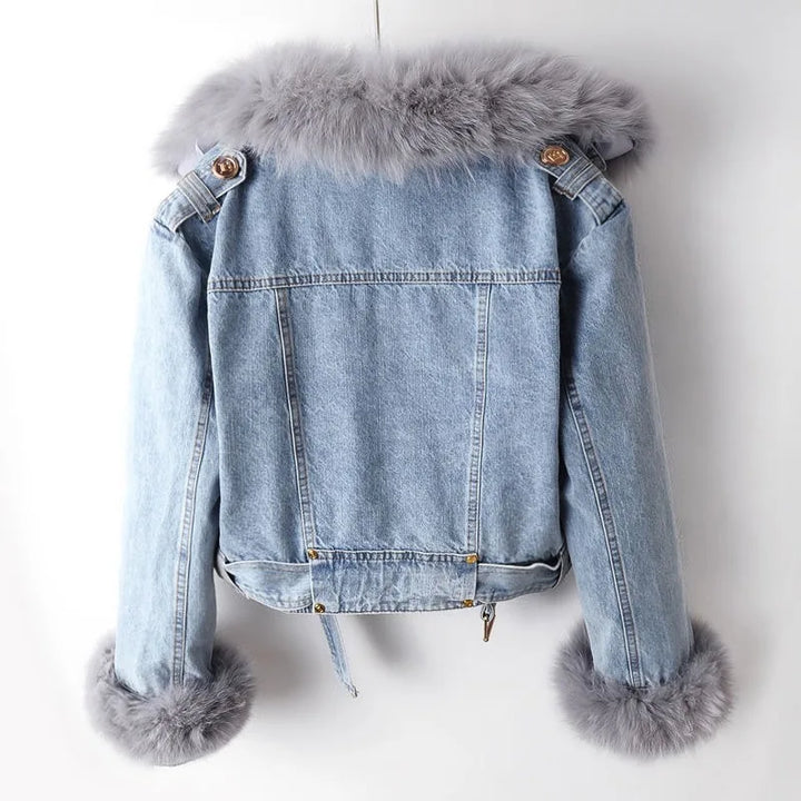 Aurelia™ l Luxe Lined Fox Fur Denim Coat