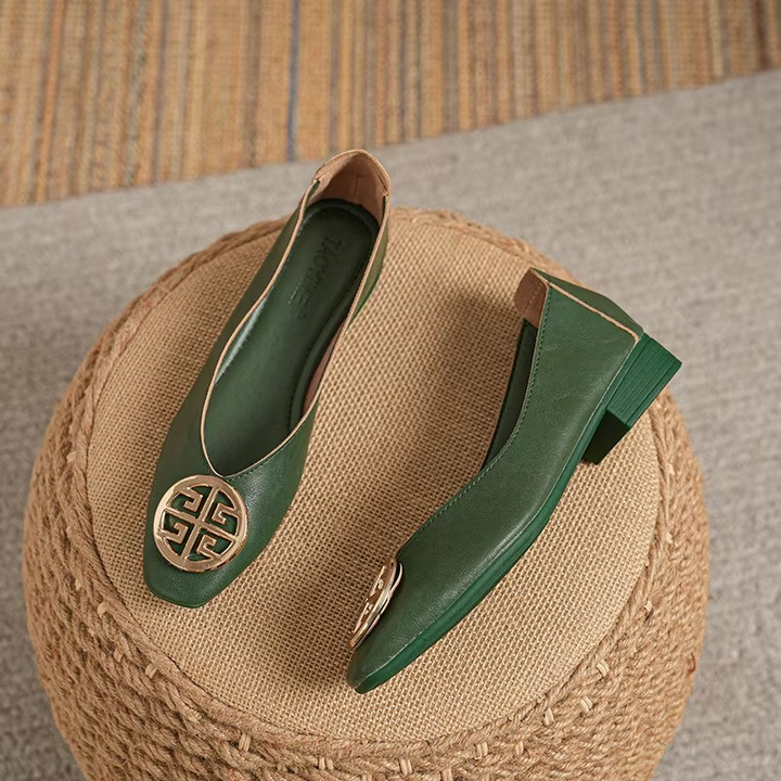Orchard Leather Flats Beige