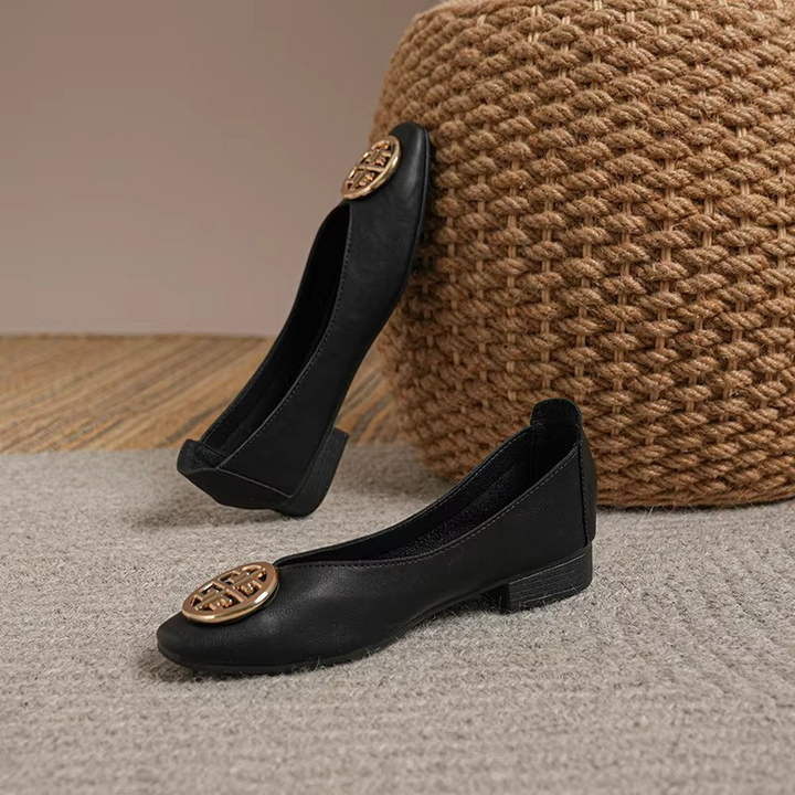 Orchard Leather Flats Beige