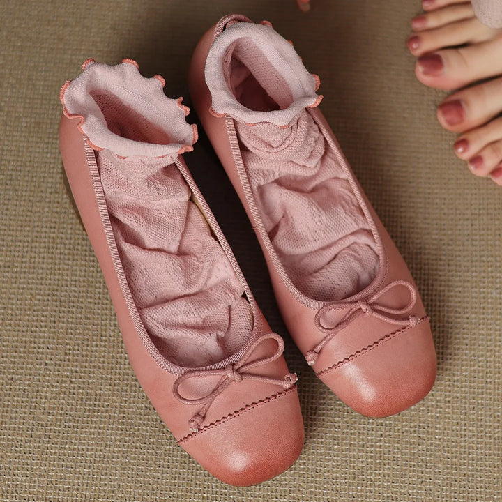Elara Soft Leather Ballet Heels