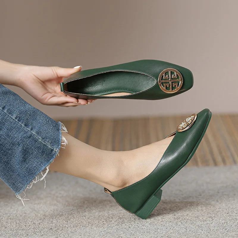 Maple Genuine Leather Comfort Flats