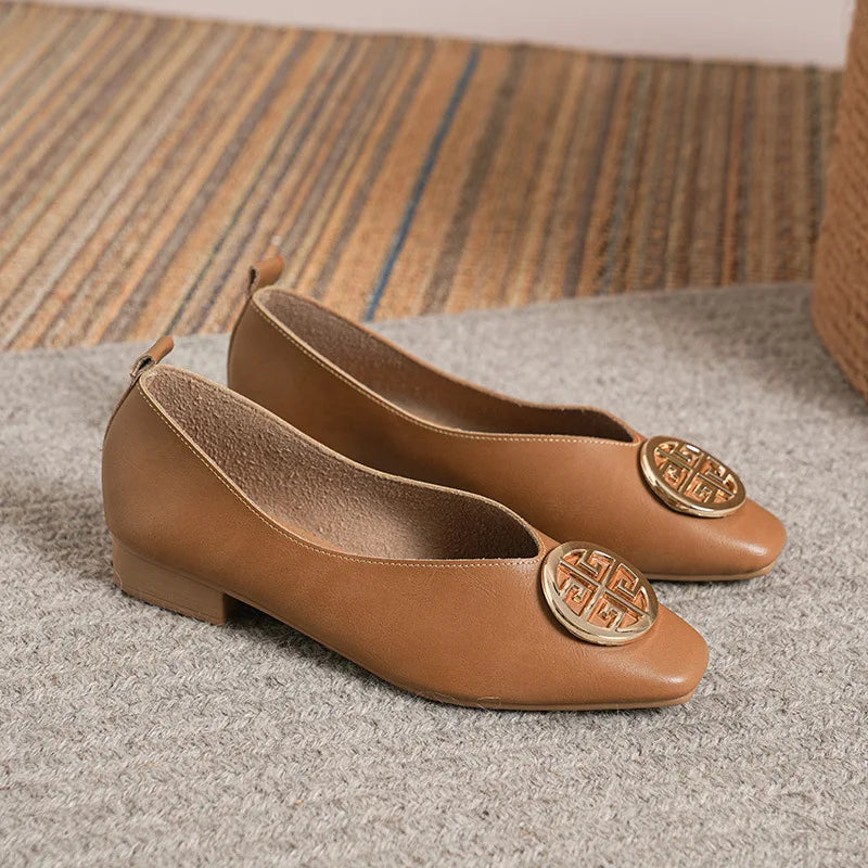 Maple Genuine Leather Comfort Flats