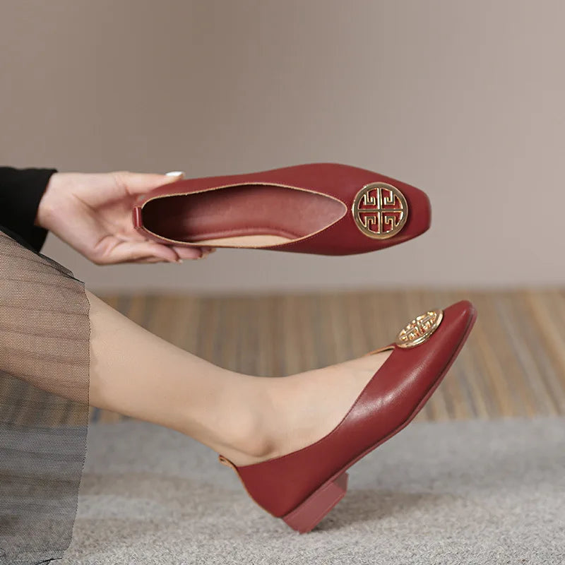 Maple Genuine Leather Comfort Flats