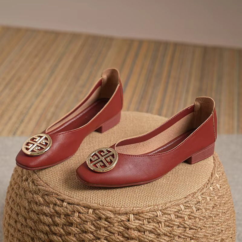 Orchard Leather Flats Beige