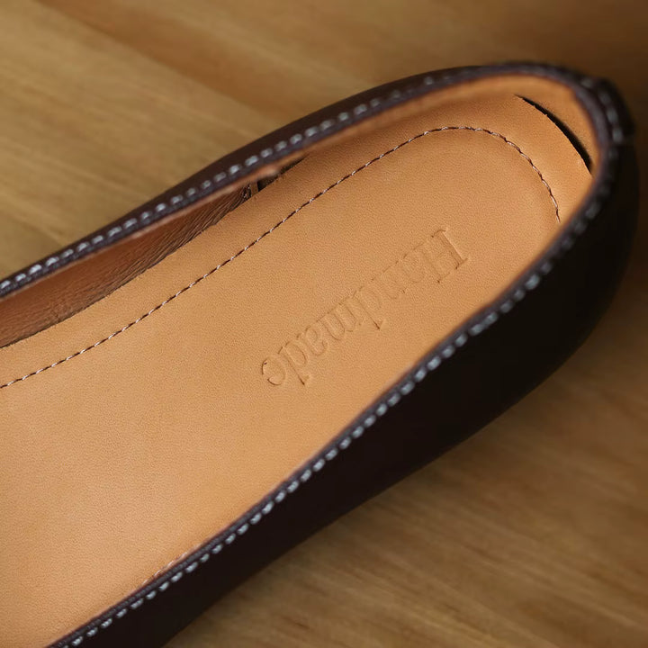 Camellia Leather Comfort Flats