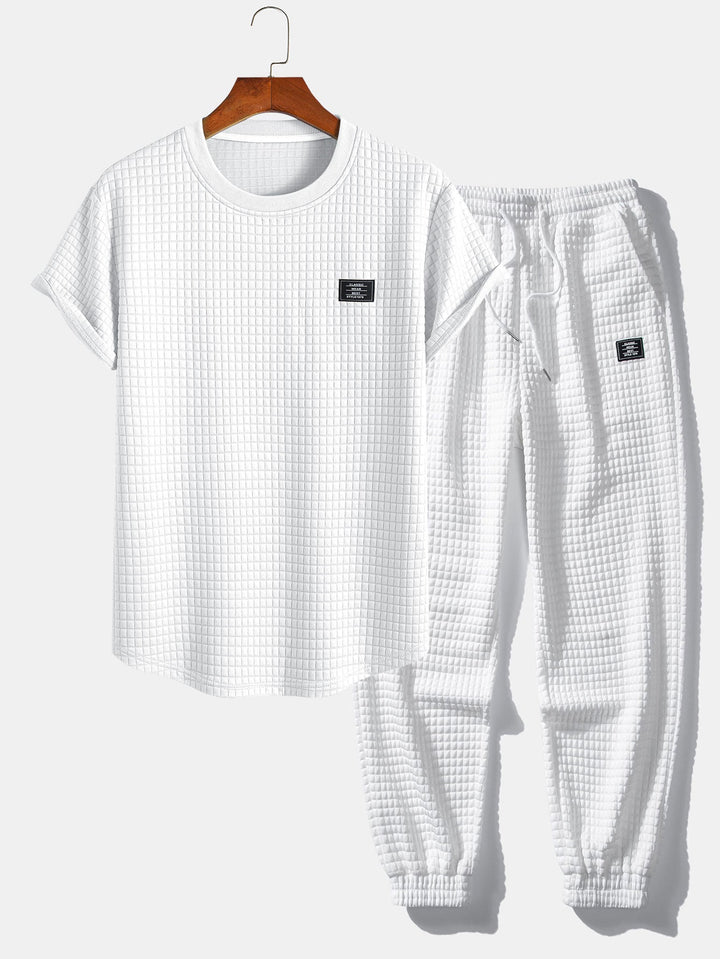 Korte Mouw Wafel Boog Hem T-Shirt & Joggingbroek