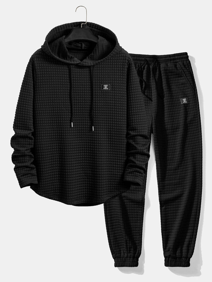 Langemouw Wafel Hoody Arc Hem T-Shirt & Joggingbroek
