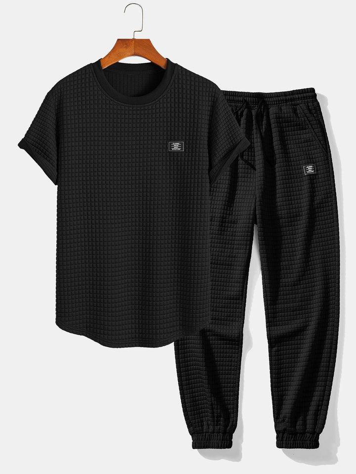 Korte Mouw Wafel Boog Hem T-Shirt & Joggingbroek