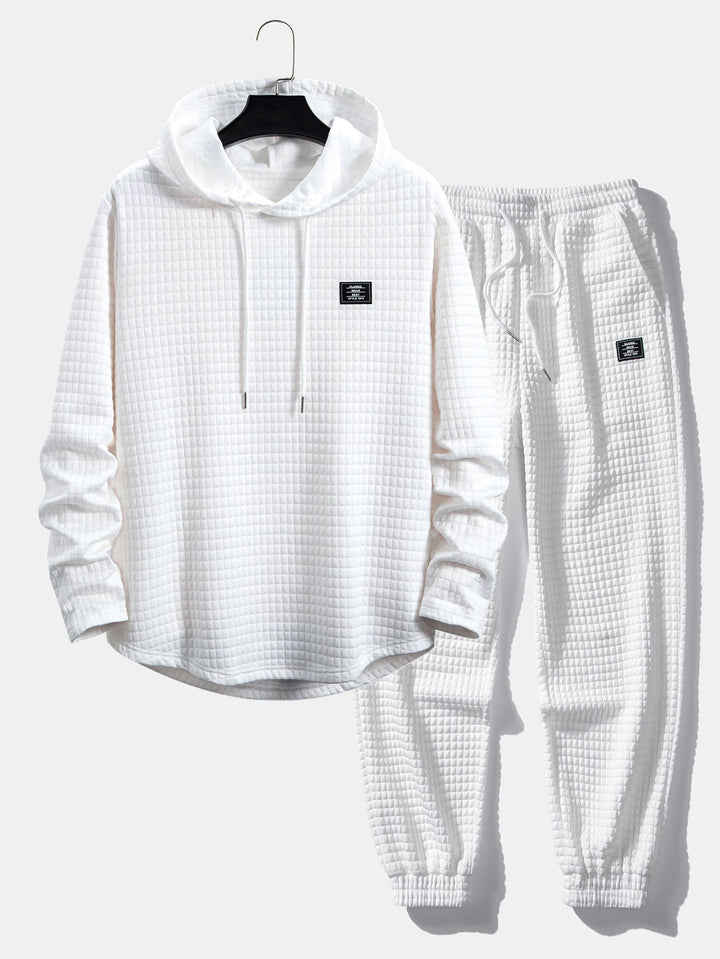 Langemouw Wafel Hoody Arc Hem T-Shirt & Joggingbroek