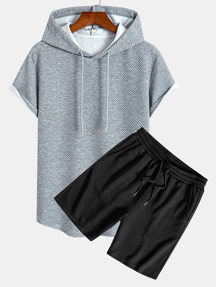 Striped Jacquard Hooded T-Shirt & Striped Jacquard Shorts