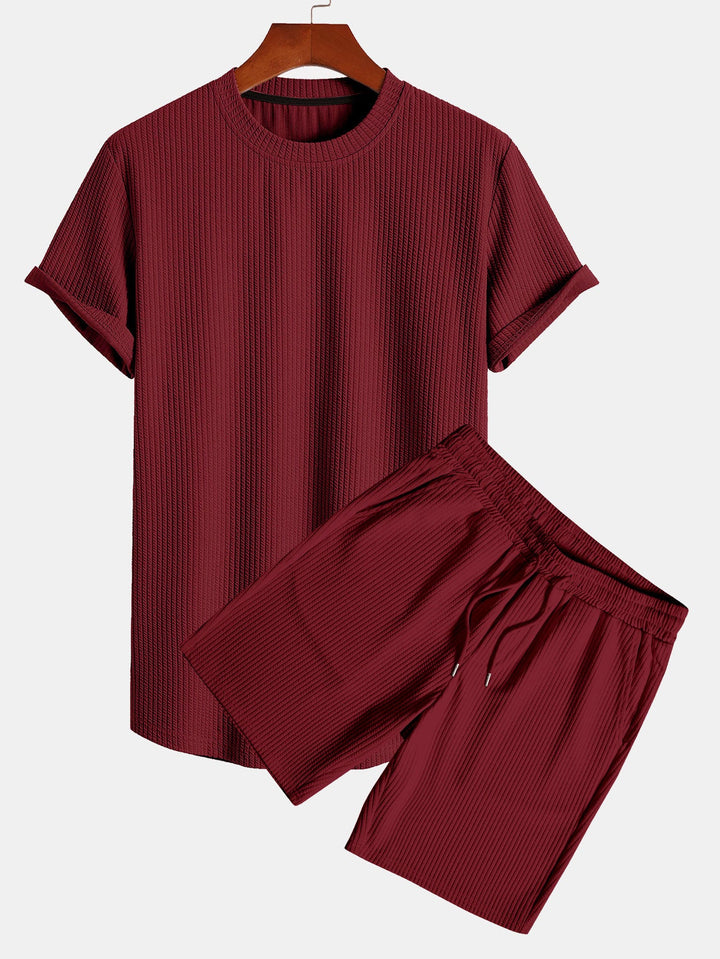 Muscle Fit Ribbed Arc Hem T-Shirt & Shorts