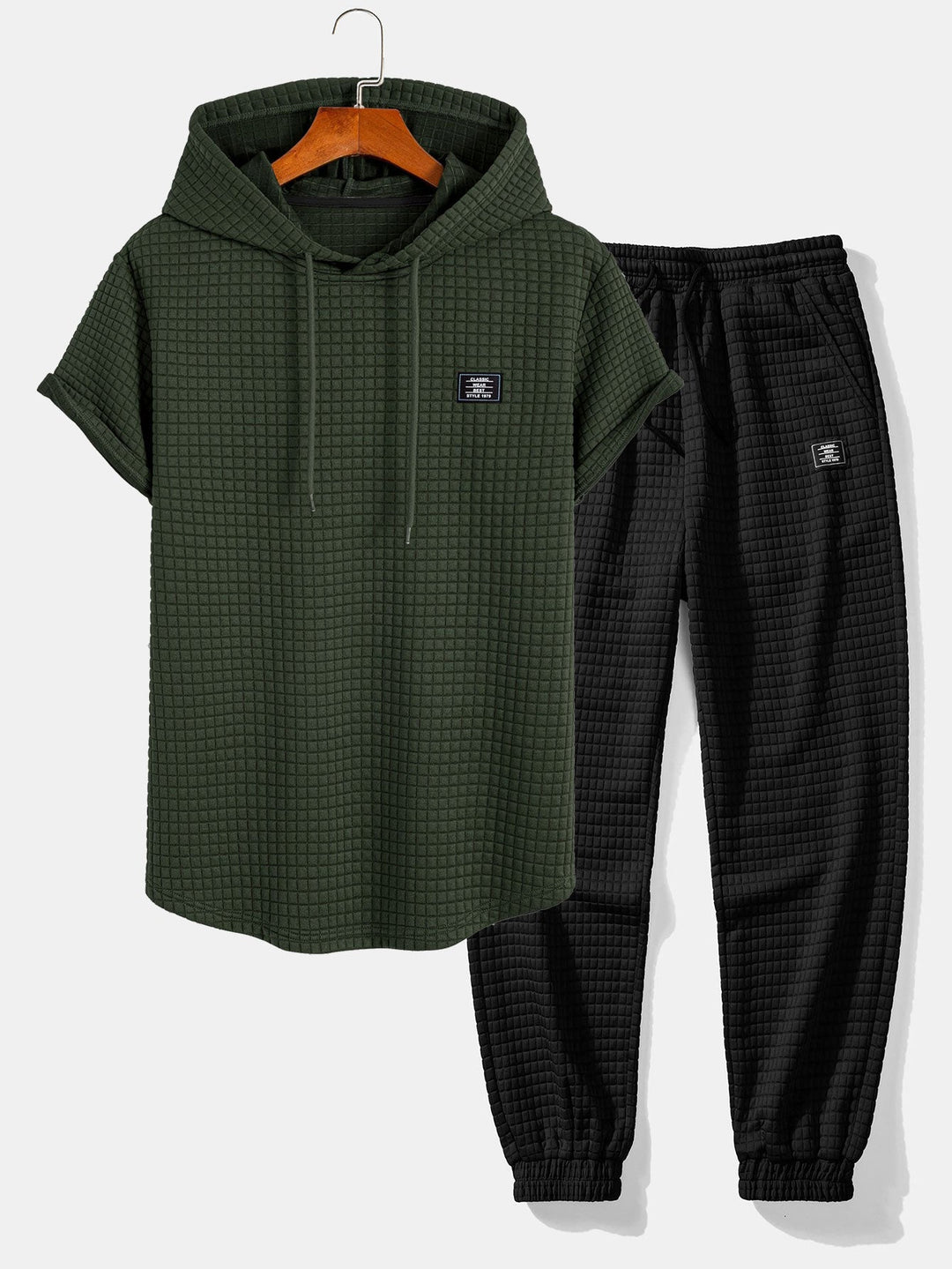 Wafel Hoody Boog Hem T-Shirt & Jogger Broek