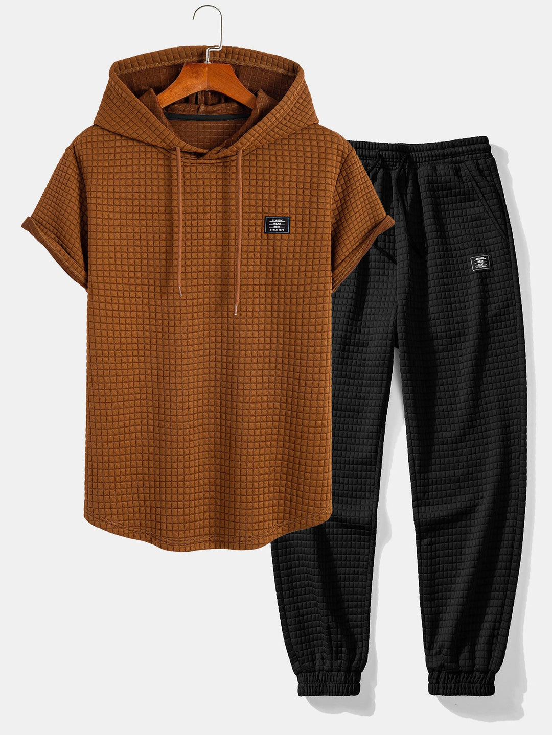 Wafel Hoody Boog Hem T-Shirt & Jogger Broek