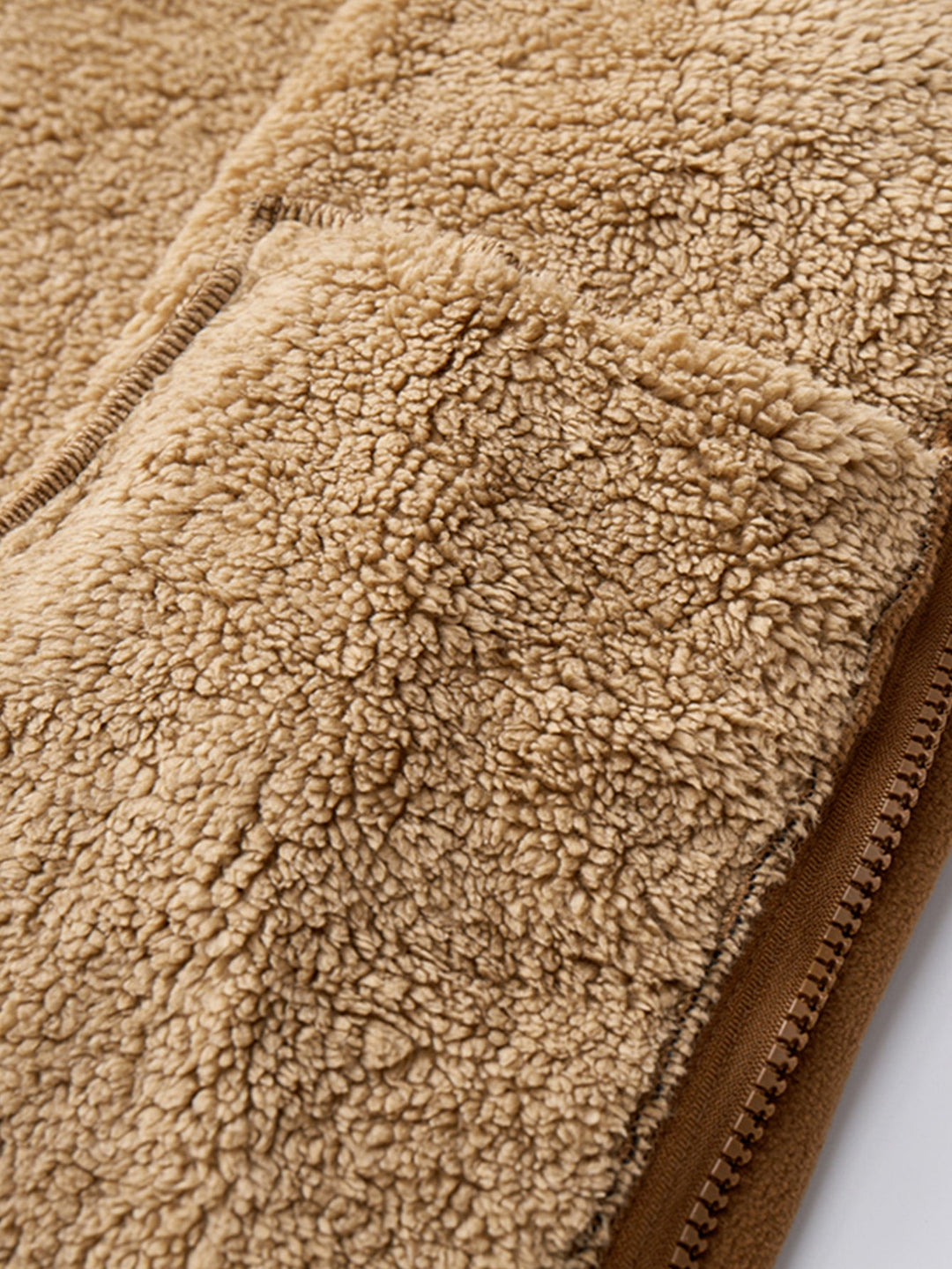 Teddy-lined polar fleece jacket with zipper and stand-up collar