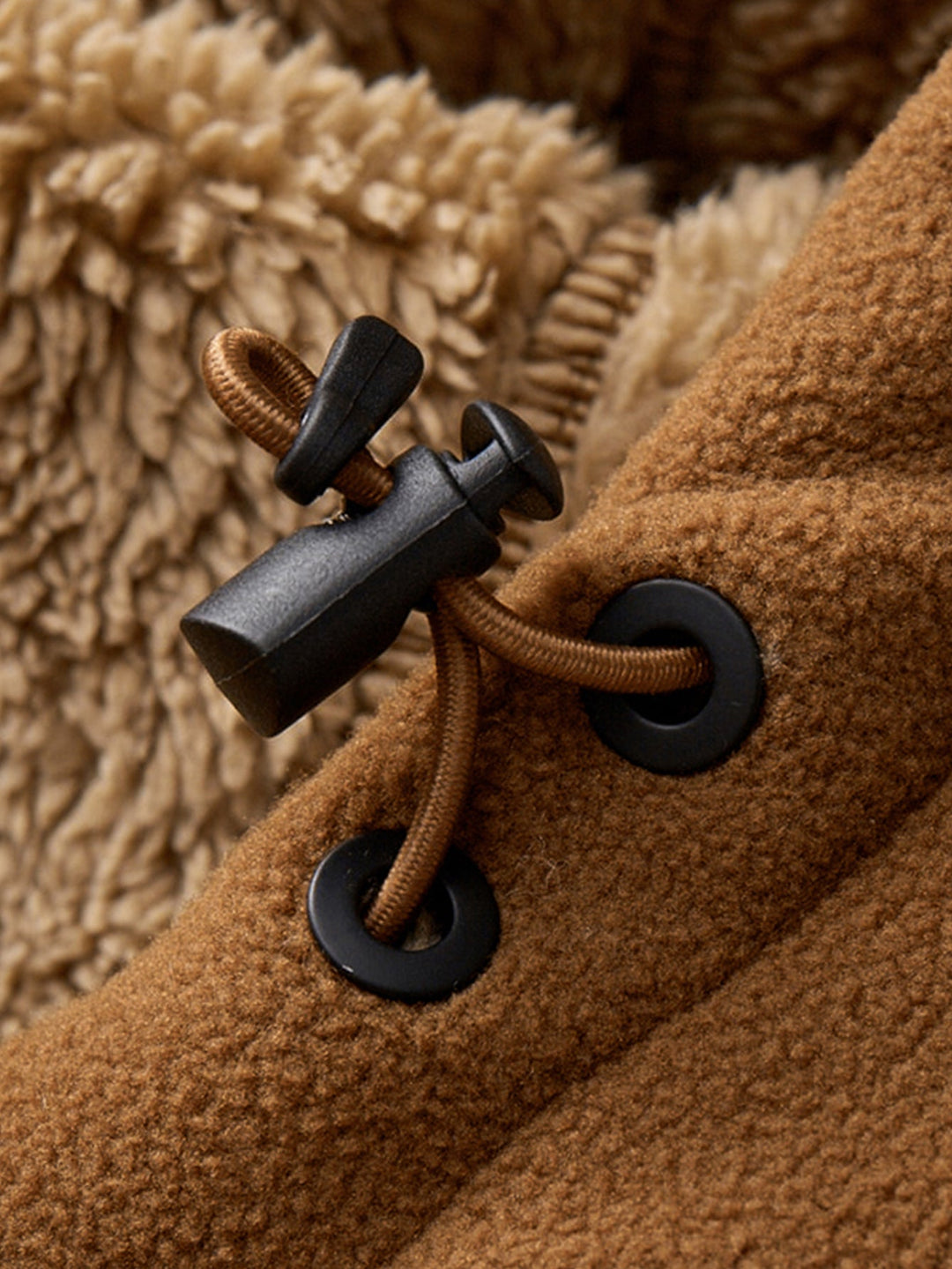 Teddy-lined polar fleece jacket with hood