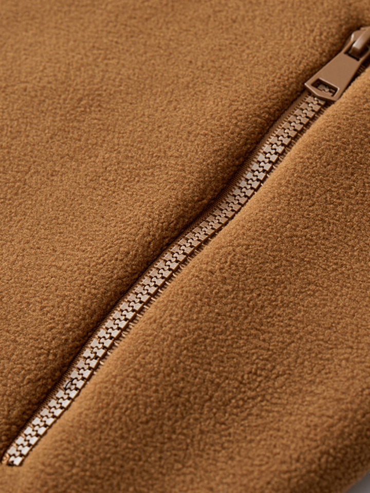 Teddy-lined polar fleece jacket with hood