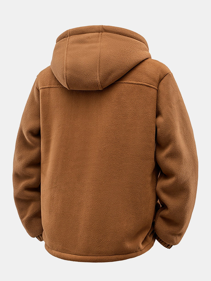 Teddy-lined polar fleece jacket with hood