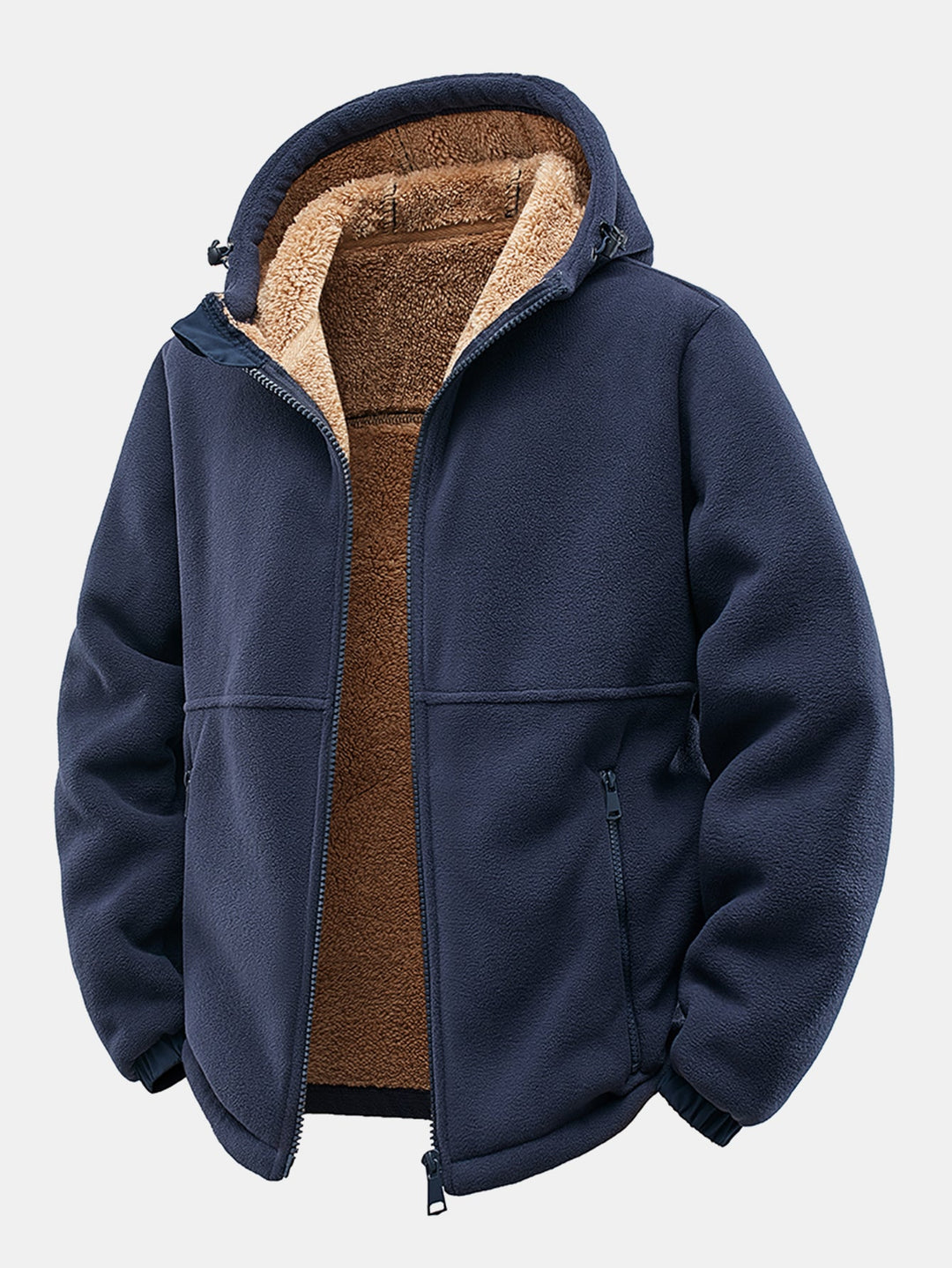 Teddy-lined polar fleece jacket with hood