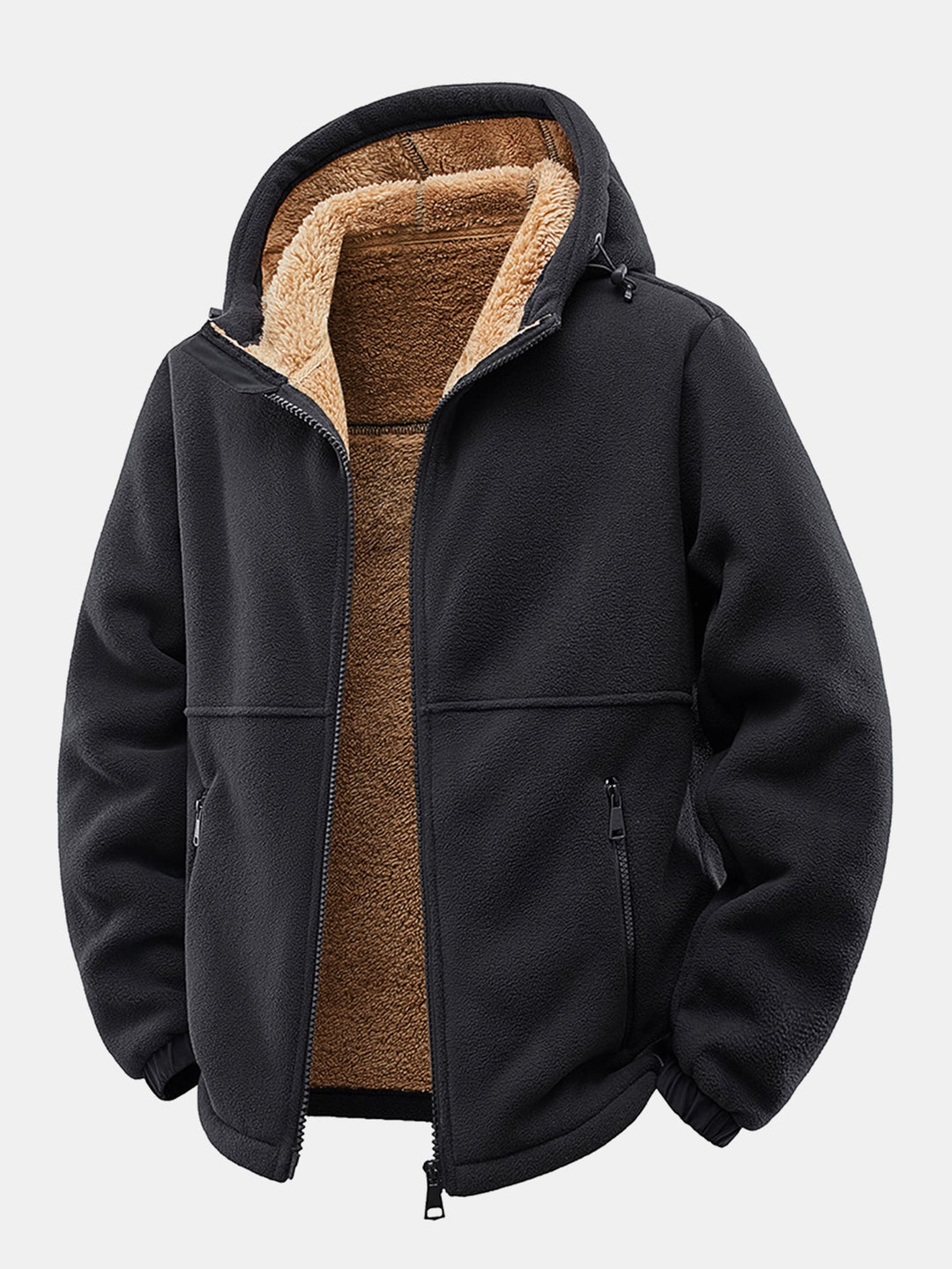 Teddy-lined polar fleece jacket with hood