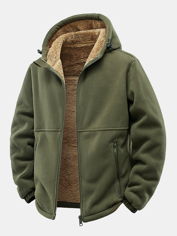 Teddy-lined polar fleece jacket with hood