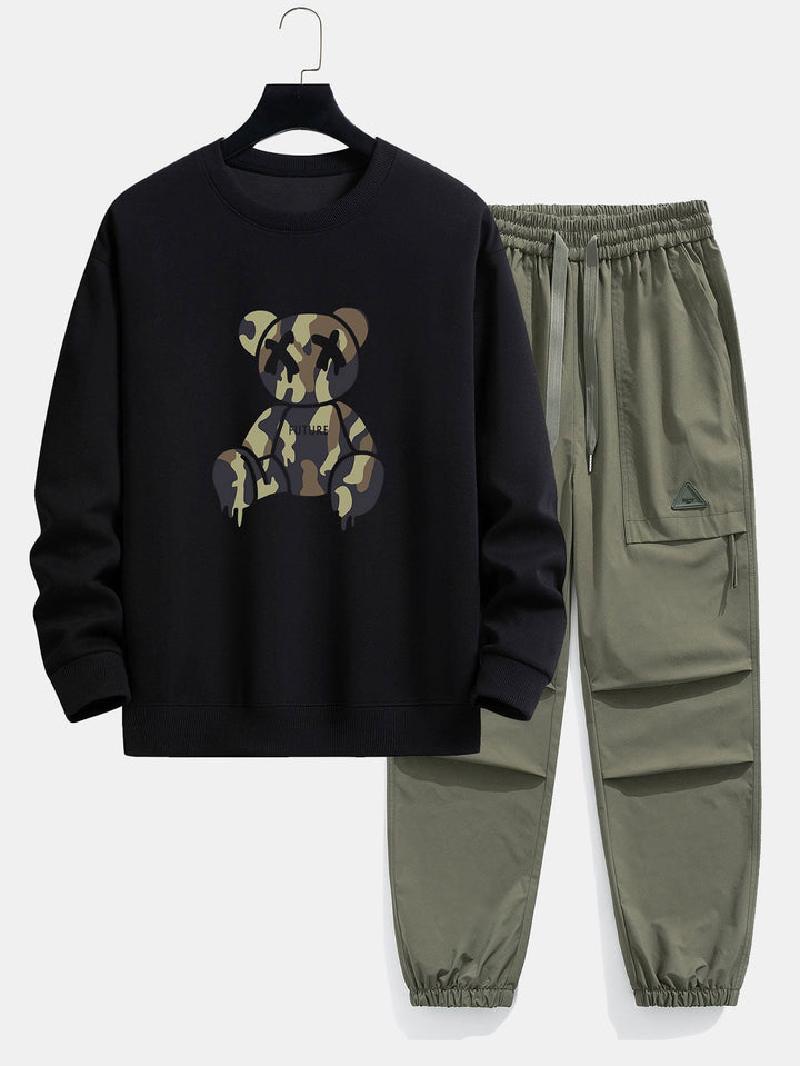 Camouflage Oplosbare Beerprint Relax Fit Sweatshirt & Koord Joggingbroek