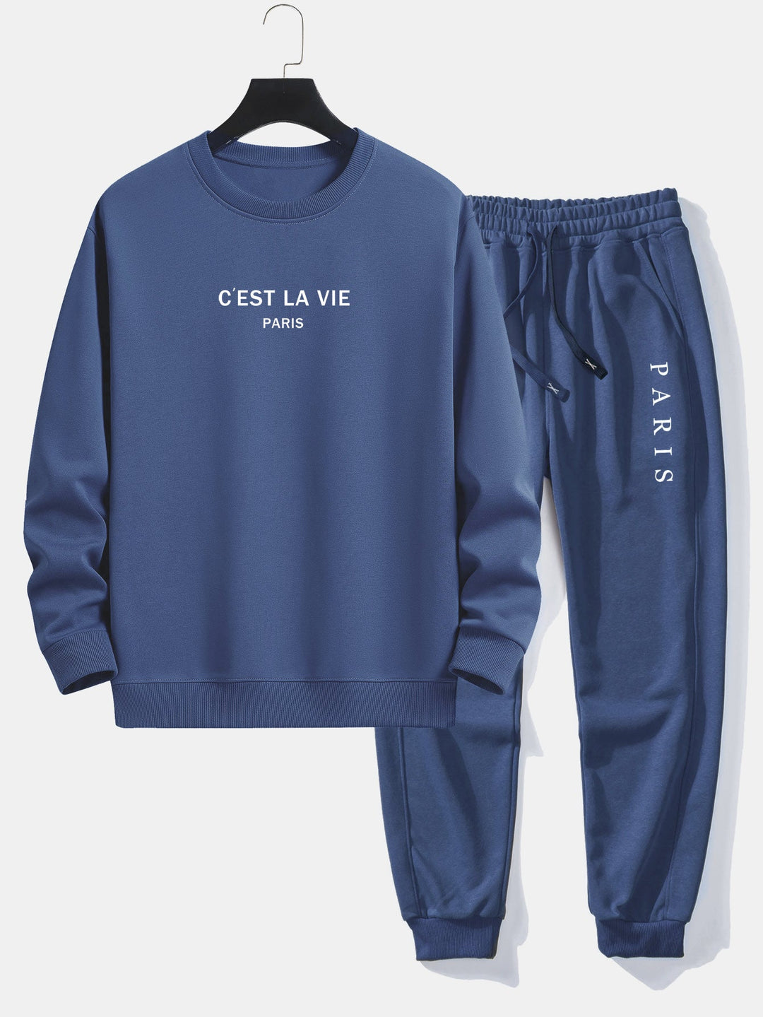 Paris Slogan Print Relax Fit Crew Neck Sweatshirt & Joggingbroek