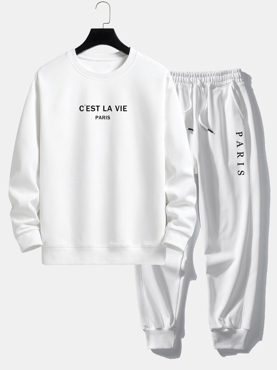 Paris Slogan Print Relax Fit Crew Neck Sweatshirt & Joggingbroek