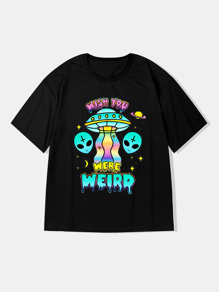 Grappige Alien Grafische Katoenen T-Shirts