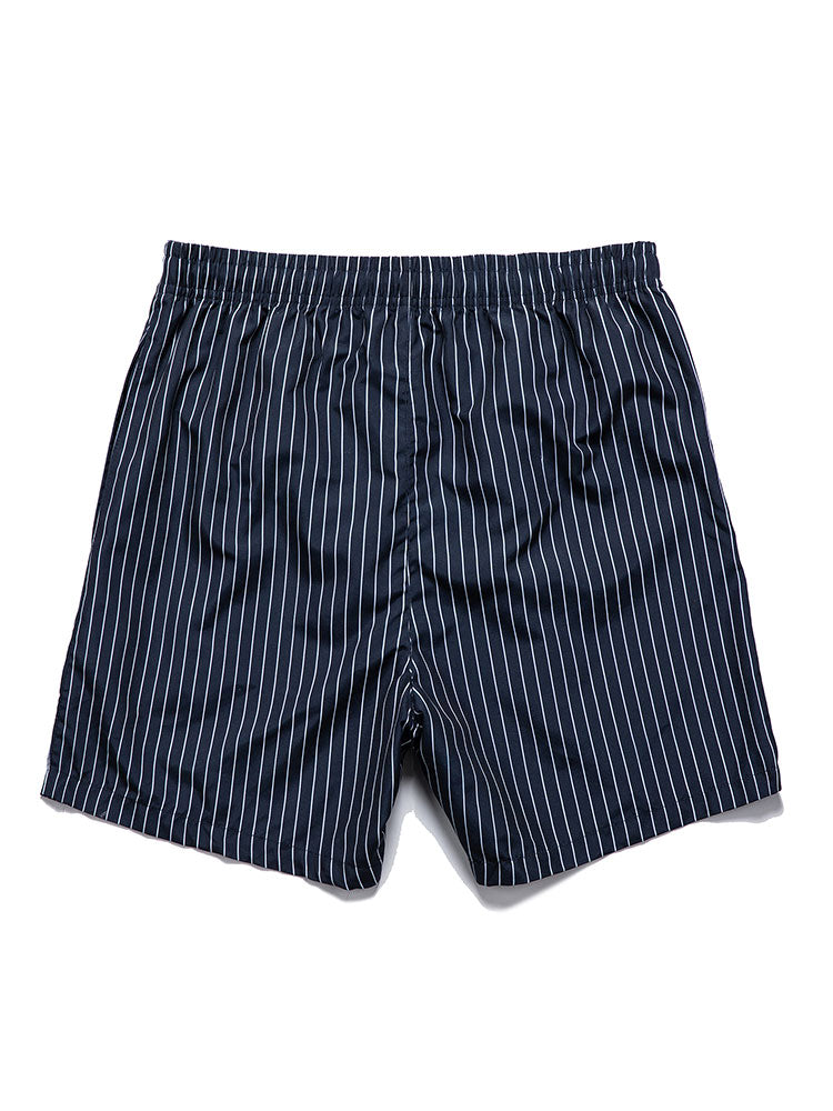 Linen Look Shirt & Striped Print Swim Shorts