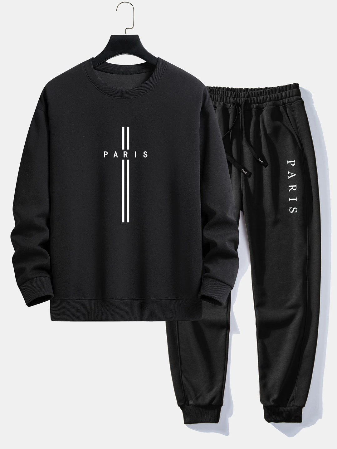 Paris Stripe Print Relax Fit Crew Neck Sweatshirt & Joggingbroek