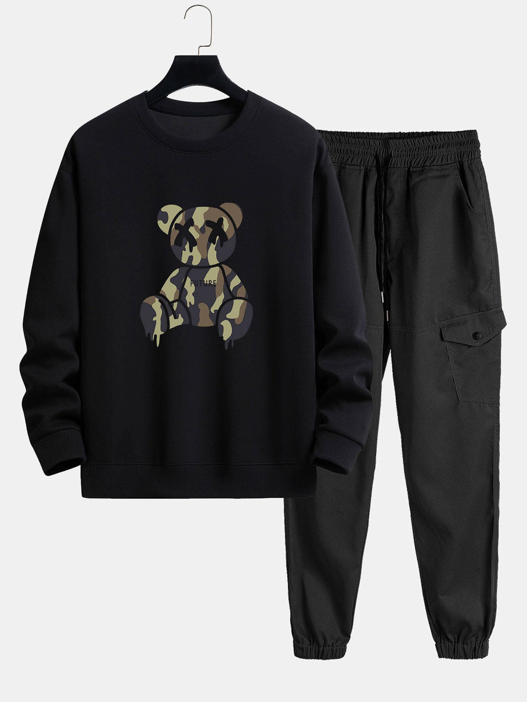 Camouflage Oplosbare Beerprint Relax Fit Sweatshirt & Chino Cargo Jogger Broek