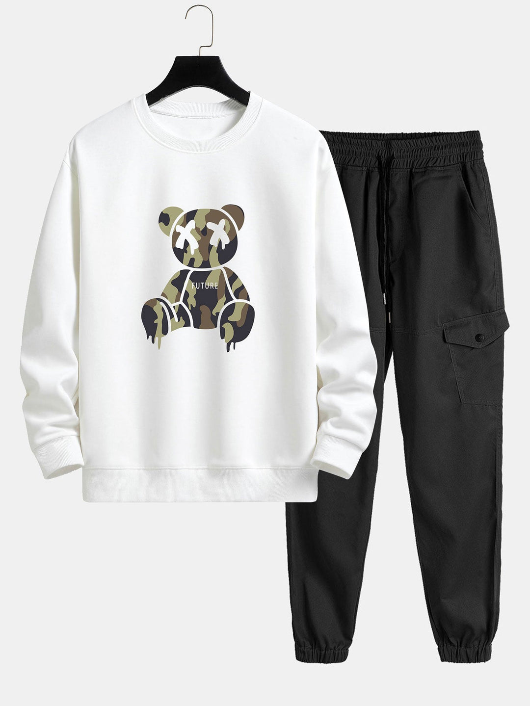 Camouflage Oplosbare Beerprint Relax Fit Sweatshirt & Chino Cargo Jogger Broek