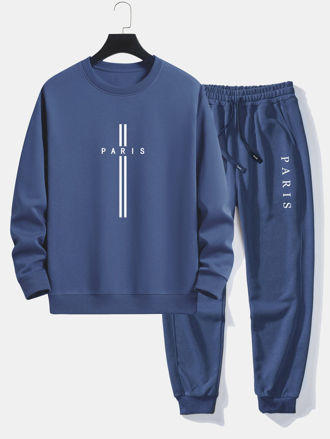 Paris Stripe Print Relax Fit Crew Neck Sweatshirt & Joggingbroek