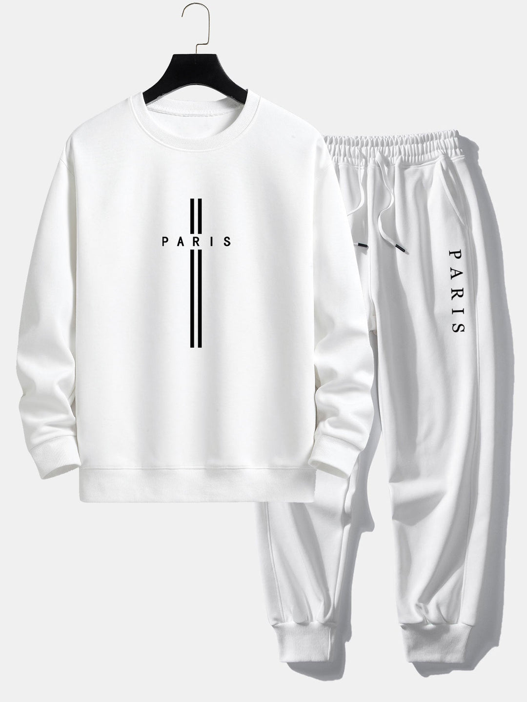 Paris Stripe Print Relax Fit Crew Neck Sweatshirt & Joggingbroek