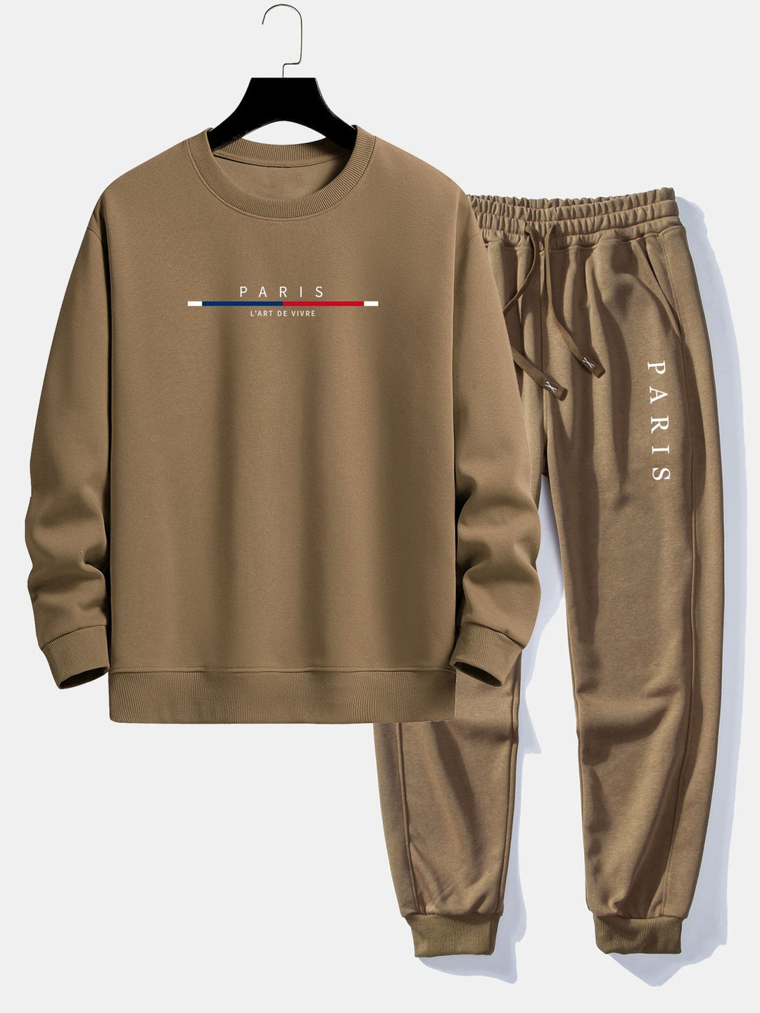 Paris Stripe Print Relax Fit Crew Neck Sweatshirt & Joggingbroek