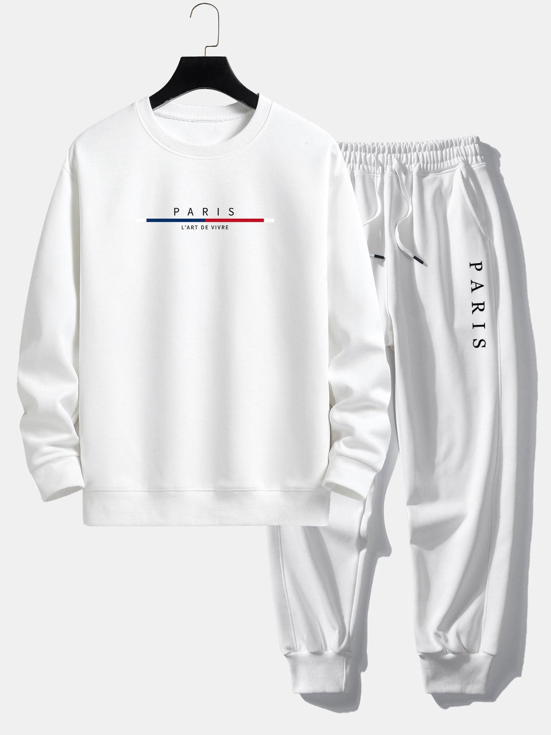Paris Stripe Print Relax Fit Crew Neck Sweatshirt & Joggingbroek