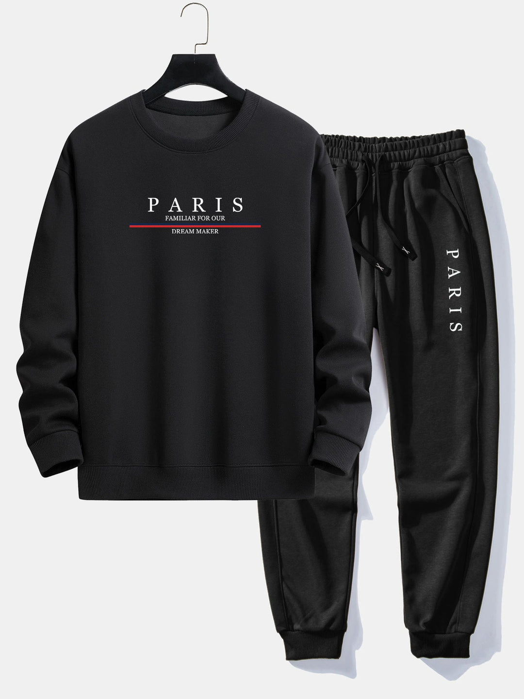 Paris Slogan Print Relax Fit Crew Neck Sweatshirt & Joggingbroek
