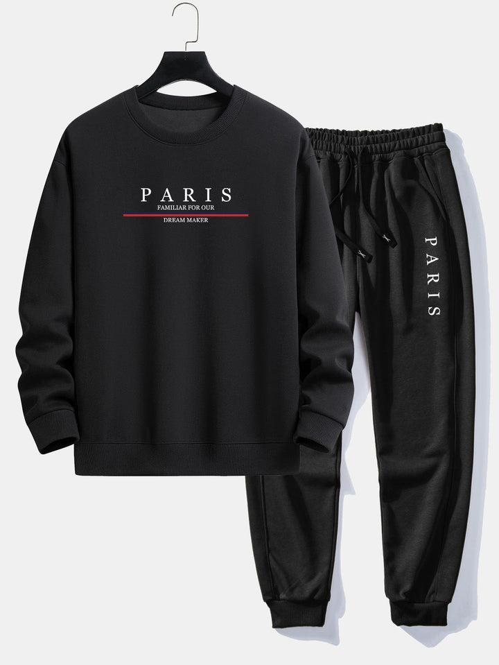 Paris Slogan Print Relax Fit Crew Neck Sweatshirt & Joggingbroek