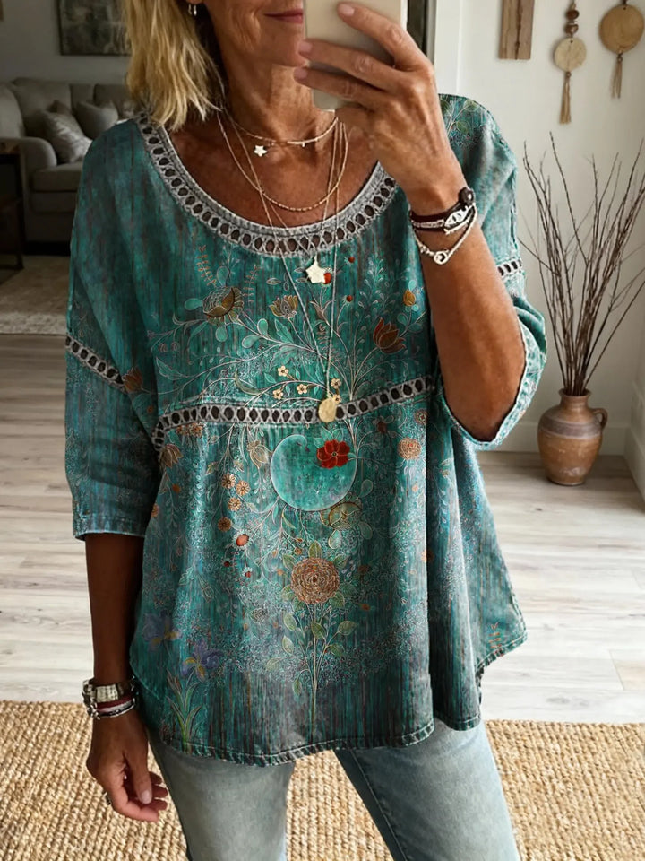 Boheemse top met bloemenuitsparingen en vintage hippiestijl              WORD LID VAN DE FREE SPIRIT-FAMILIEWELKOM BIJ THE VIBEJE BENT AL BINNEN