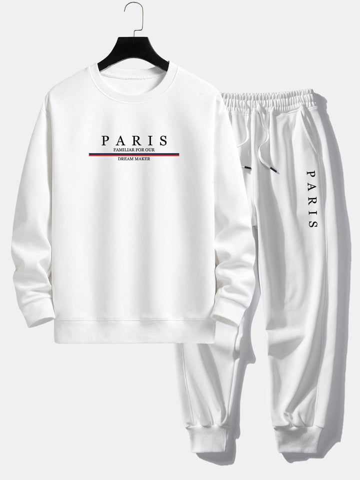 Paris Slogan Print Relax Fit Crew Neck Sweatshirt & Joggingbroek