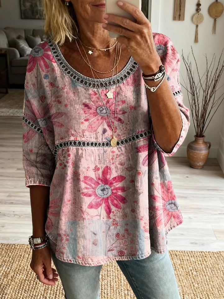 Boheemse top met bloemenuitsparingen en vintage hippiestijl              WORD LID VAN DE FREE SPIRIT-FAMILIEWELKOM BIJ THE VIBEJE BENT AL BINNEN