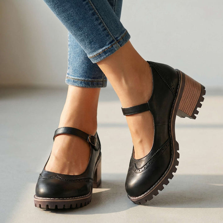 Amelia l Chunky T-Strap Mary Jane Heels