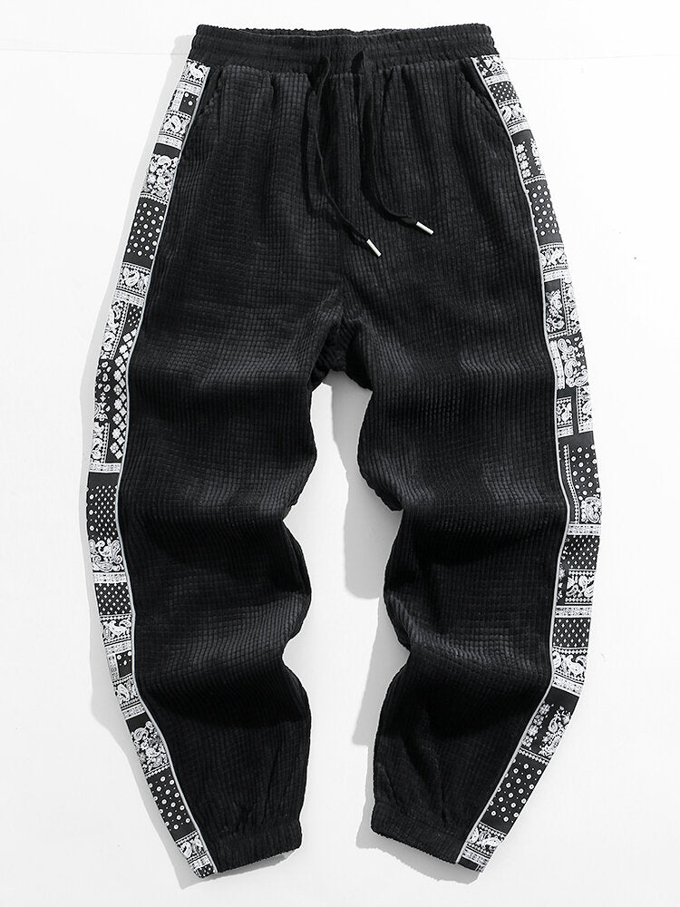 Corduroy Paisley Print Paneel Broek