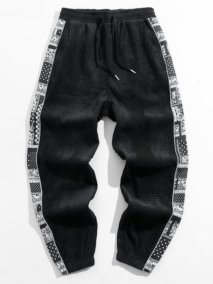 Corduroy Paisley Print Paneel Broek