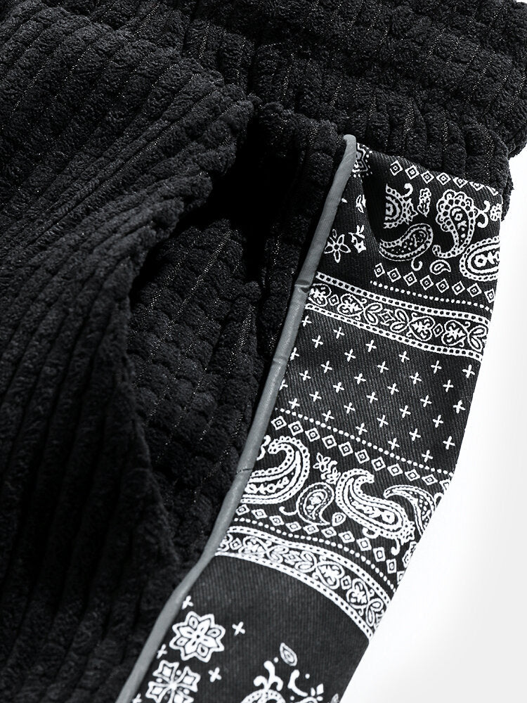 Corduroy Paisley Print Paneel Broek