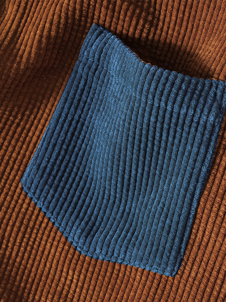 Corduroy Patchwork Lange Mouwen Overhemden