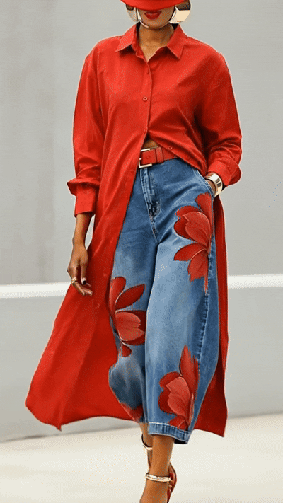 The Elara™ Floral Denim Set